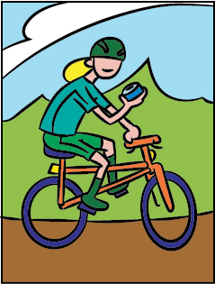 ilustración de joven montando en bicicleta