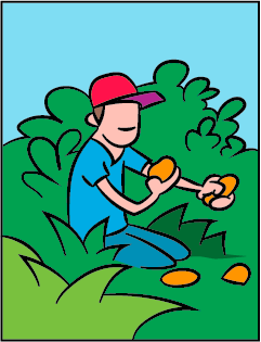 ilustración de joven trabajando en el huerto