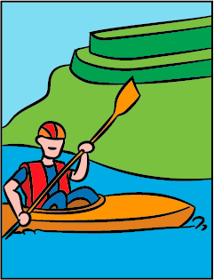 ilustración de hombre en piragua por las hoces del río duratón